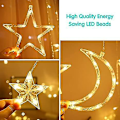 Miniatyrbillede 3 af 3: Led String Fairy Lights Stjerner Måne Vindue Gardin 3.5m 138led.