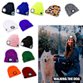 Miniatyrbillede 3 af 5: Bluetooth-kompatibel LED Vinterstrikket Beanie Hat Party Udendørs Belysning Kasketter White