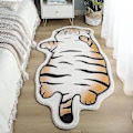 Miniatyrbillede 3 af 5: Tigermønstret tæppe Dyreprint Lille Arealtæppe Kunstig Koeskindslæder