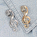 Miniatyrbillede 4 af 5: Mikrofon Brosche Solid Elegant Legering Guld Sølv Farve Musik Note Broscher Til Fest 2stk-guld. Sølv
