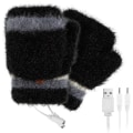 Miniatyrbilde 1 av 5: USB-oppvarmede vinterhansker i strikket imitert kasjmir for voksne, til dataspill Black
