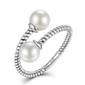 Miniatyrbillede 1 af 5: Ferskvandsperleperler 925 Sterling Sølv Elegant Twist Åben Justerbar Ringe Til Kvinder