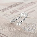 Miniatyrbillede 5 af 5: Ferskvandsperleperler 925 Sterling Sølv Elegant Twist Åben Justerbar Ringe Til Kvinder