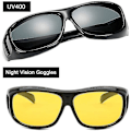 Miniatyrbillede 2 af 5: Uv400 Nattesyn Goggles Passer Til Briller Wrap Around