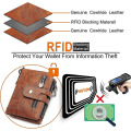Miniatyrbillede 3 af 5: Mænds Tegnebog RFID Blokering Mænds Ægte Læder Tegnebog Og Lynlås Møntlomme To-fold Pung Med Kæde 16 Kreditkort Holder Ægte Læder Herre Tegnebog