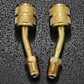 Miniatyrbillede 5 af 5: R410a Adapter 5/16 Tommer SAE Hun-Hurtigkoblinger Til 1/4 Tommer SAE Han-Flare, 2 Stk 45 Graders Vinkel (forvirrende)-yuhao