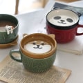 Miniatyrbillede 4 af 5: Japansk Sød Keramik Shiba Inu Panda Kaffe Kop Med Låg Hjem Par Mælk Morgenmad Kop Vand