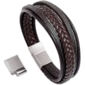Miniatyrbild 1 av 5: Läderarmband för män, justerbart med magnetiskt spänne, ko-läder, flerskikts