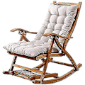 Miniatyrbillede 1 af 5: Lang Folding Recliner Gyngestol Bomulds Pude Pludset Pude Bambus Stol Pude Træ Folding Stol Høj kvalitet Pude Grå 1,2 Meter