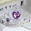 Miniatyrbilde 3 av 4: Barne- og jentedaggave Prinsessekrone Rhinestone Hodeplagg, Hjerteformet Lilla Kunstig Krystallkrone