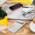 Miniatyrbillede 3 af 5: Lommeregner, Slank Elegant Design, Kontor/Hjem Elektronik, Dobbelt Strømforsynet Bordlommeregner, Solenergi, 10 Cifre, Tiltet LCD-Skærm, Hældende Design