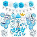Pikkukuva 1 / 5: Poikavauvan Baby Shower -koristeet, lippu, rekvisiitat ja pomponit