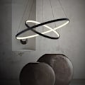 Miniatyrbilde 1 av 5: 2-lyset 60 cm LED-pendellampe i aluminium, rund, dimbar