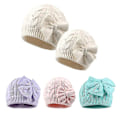 Miniatyrbillede 3 af 5: Tykke Strikket Huer Med Iøjnefaldende Sløjfe Vinterhue Balaclava Beanie Hat Gray