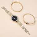 Miniatyrbilde 5 av 5: Enkel Temperament Fritid Fint Belte Mesh Belte Kvarts Ur Armbåndsett (3 stk/sett) White
