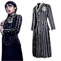 Pikkukuva 1 / 5: Naisten Wednesday Addams -asu Nevermore-uniformipaita, takki, solmio ja peruukki One size Outfits(with Wig)