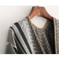 Miniatyrbilde 3 av 5: Vinter Sjal Wraps Poncho Kappe - Kvinners Varmt Åpent Foran Trykt Reversibel Overdimensjonert Teppe gray