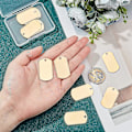 Miniatyrbilde 2 av 5: Hengende merkelapper i rustfritt stål, tomme for stempling, gull, vanntette, utendørs plantetiketter, rektangulære plantetiketter for hagebruk utendørs (gull) (12 stk)