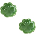 Miniatyrbillede 1 af 8: 2 stk. Keramisk pyntebakke Grøn Shamrock Ring Skål Smykke Display Plade til Boligindretning