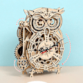 Miniatyrbild 5 av 5: DIY Träuggla Form Bordsklocka 3D Byggset Utbildningsspel | Modellbyggset