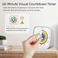 Miniatyrbillede 2 af 5: 60-Minutters Visuel Timer med Natlys, Nedtællingstimer, Pomodoro Timer med Regnbue Mønster til Børn og Voksne