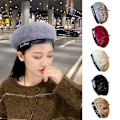 Miniatyrbillede 5 af 5: Elegant Beret Mode Britisk Vintage Maler Hat Beanie Hat Til Efterår Vinter Beige