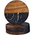 Miniatyrbillede 1 af 8: Rustikt og elegant sæt med marmor coasters med trædetaljer til skrivebord og boligindretning