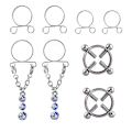 Miniatyrbild 1 av 4: Modevatten Drop Screw Icke-Piercad Bröstvårtasmycke Set Bröstvårtasmycke Kroppssmycke Vit Blue