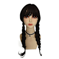 Pikkukuva 2 / 5: Wednesday Addams -tyttöjen lasten uniformi peruukki hieno pukeutumiskostyymi roolipeliasu One Size Only Wig B Style