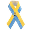 Pikkukuva 1 / 2: Ukrainan lipun nauhapinni satiinista, rauhan solmu, rintaneula