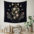 Miniatyrbild 4 av 5: 130x150cm Psykedelisk Väggbonad med Månfaser, Blommor och Hippie-Motiv
