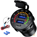 Miniatyrbilde 1 av 5: Hurtiglader 3.0 Bil Lader, Vanntett 36w, Dobbel Usb Qc3.0, Strømuttak