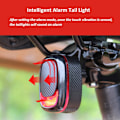 Miniatyrbillede 2 af 4: Baglygter til Cykler, Smart Alarm Cykel Baglygte, USB Genopladelig Vandafvisende Baglygte