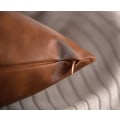 Miniatyrbillede 3 af 5: Pudebetræk i Kunstlæder, 18 x 18 Tommer Sæt af 2 Tyk Cognac Brun Moderne Solid Dekorativ Kvadratisk Soveværelse Stue Pudebetræk til Sofa
