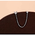 Miniatyrbild 4 av 5: Dubbla hål Halo Cz Små Stud Cuff Wrap Tassel Chain Crawler Climer Hängande Örhängen för Kvinnor Tonårsflickor Brosk S925 Silv