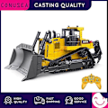 Pikkukuva 2 / 5: 1:16 RC-kuorma-auto Raskas Bulldozer Caterpillar Insinööriohjattu Leikkiauto Pojille | rc-kuorma-autot (khaki)