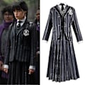 Pikkukuva 1 / 5: Naisten Wednesday Addams Deluxe -asusetti Nevermore-uniformu asu peruukit One Size without Wigs