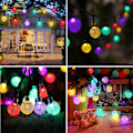 Miniatyrbilde 5 av 5: Solcelle-lyslenke, 22m 200 LED Krystallkuler Solcelle-lyslenke Utendørs Innendørs 8 Moduser Vanntette LED-lys For Hage Hagegård Balkong Fest Bryllup