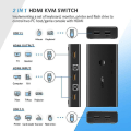 Pikkukuva 2 / 4: Ugreen KVM-kytkin 2 sisään 4 ulos HDMI USB-keskittimen jakolaatikko