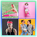 Pikkukuva 3 / 5: Naisten 90-luvun 80-luvun Retro Disco Hiphop Polttaripuvun Asusteet Cosplay Setti Yksi Koko