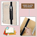 Miniatyrbillede 2 af 4: Justerbar Elastisk Bånd Pen Holder Pu Læder Pen Ærme Pose Elastisk Notesbog Pen Holder (pen Ikke Inkluderet, 1stk, sort)