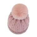 Miniatyrbilde 3 av 5: Hatt for kvinner i kabelstrikk, varm vinterlue med pompom, strikket termisk beanie, 1 stk, rosa