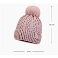 Miniatyrbillede 2 af 5: Damer Kabelstrikket Vintervarm Hjelmhue Strikket Termisk Pom Pom Beanie Hat 1stk Pink