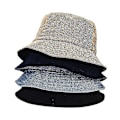 Miniatyrbilde 2 av 5: Høst-Vinter Bucket Hat Solid Fiskerhatt Kordfløyel Solhatt Reversibel Hip-Hop Caps Foldbar Billig Jakthatt Fiskehatt Navy blue