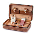 Miniatyrbillede 2 af 5: Læder Rejse Cigar Humidor Etui, Bærbar, Til 4 Cigarer