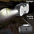 Miniatyrbillede 5 af 5: Ipx5 Vandtæt Autoscan Nødradio Solenergi Håndsvingbar Bærbar Am/fm Radio 2000/ Til Udendørs Med Lommelygte White(2000mAh)