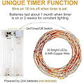 Miniatyrbillede 2 af 5: 3 Pak Fairy Lights Timer Batteri Kobbertråd 30 LED Julelys