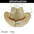 Pikkukuva 4 / 5: Länsimainen Cowboy-Olkihattu Ulkoilma- ja Rantahattu Auringonsuojaksi Laaja Reuna Lippalakki