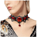 Miniatyrbillede 2 af 3: Retro Håndlavet Blonder Vampyr Choker Gotisk Halskæde