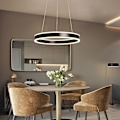 Miniatyrbillede 1 af 5: 2-lyset LED Pendellampe Metal Akryl Cirkel Moderne